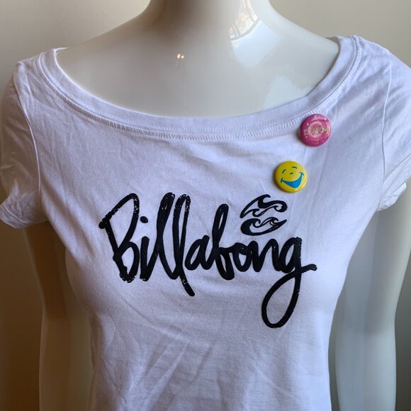 Billabong surf happy face white & black script logo t-shirt - Picture 2 of 3